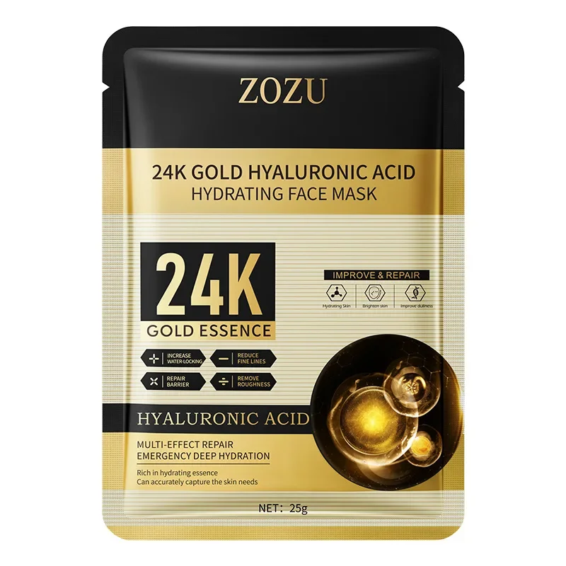 10 pieces 24k Gold Hyaluronic Acid Moisturizing Facial Mask
