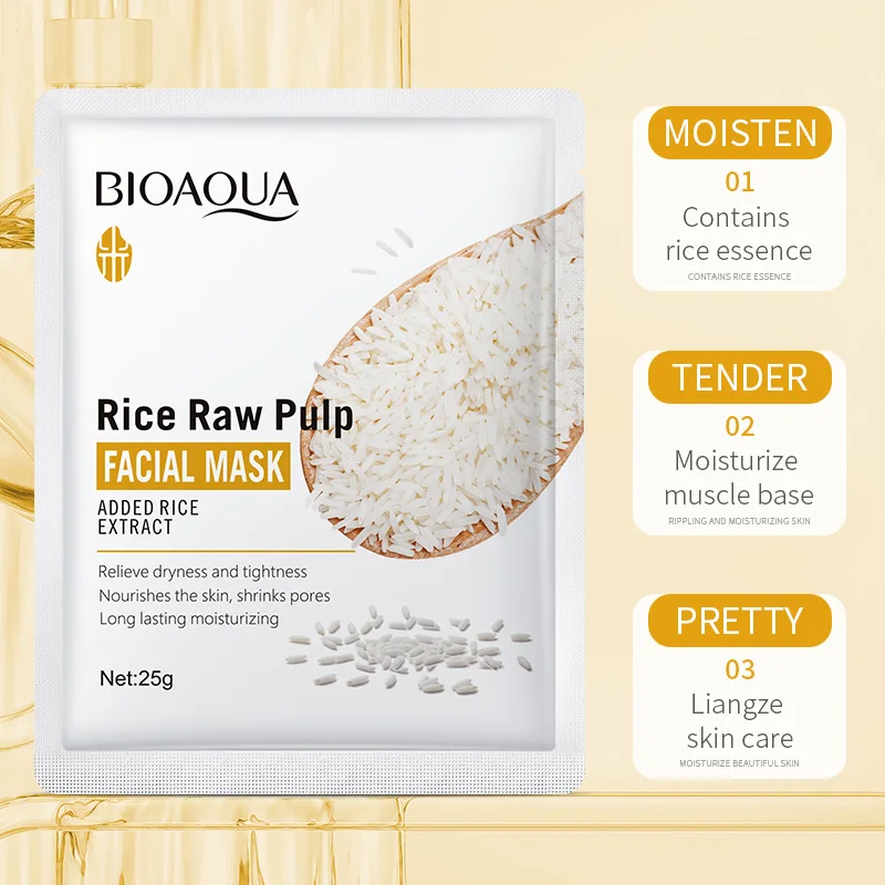 1/5/10/20pcs Rice Raw Pulp Facial Masks - Image 3