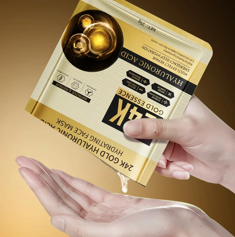 10 pieces 24k Gold Hyaluronic Acid Moisturizing Facial Mask - Image 3